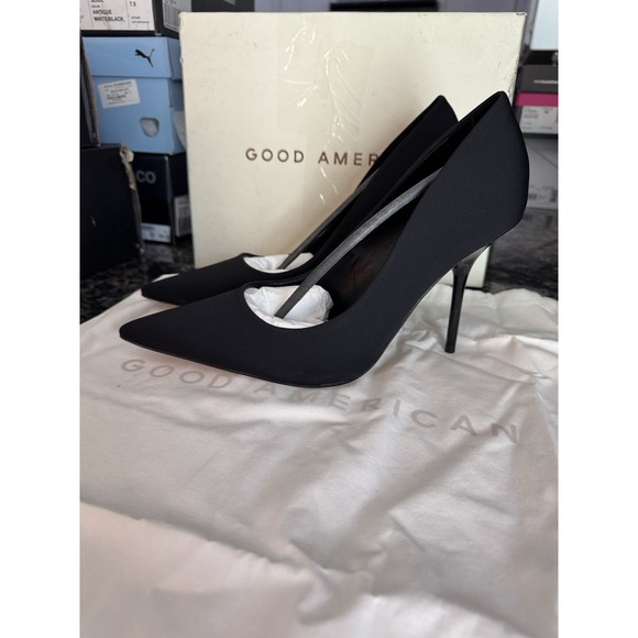 Good America Satin Pump Black001 US Size Women's 10 High Heels